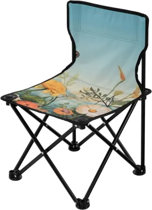 Beautiful Colorful Butterflies Portable Outdoor Folding Chair Anti-Slip Padded Oxford Cloth Stool Camping Chair Small for Beach Hiking Fishing Gardening Quad Camp Chair