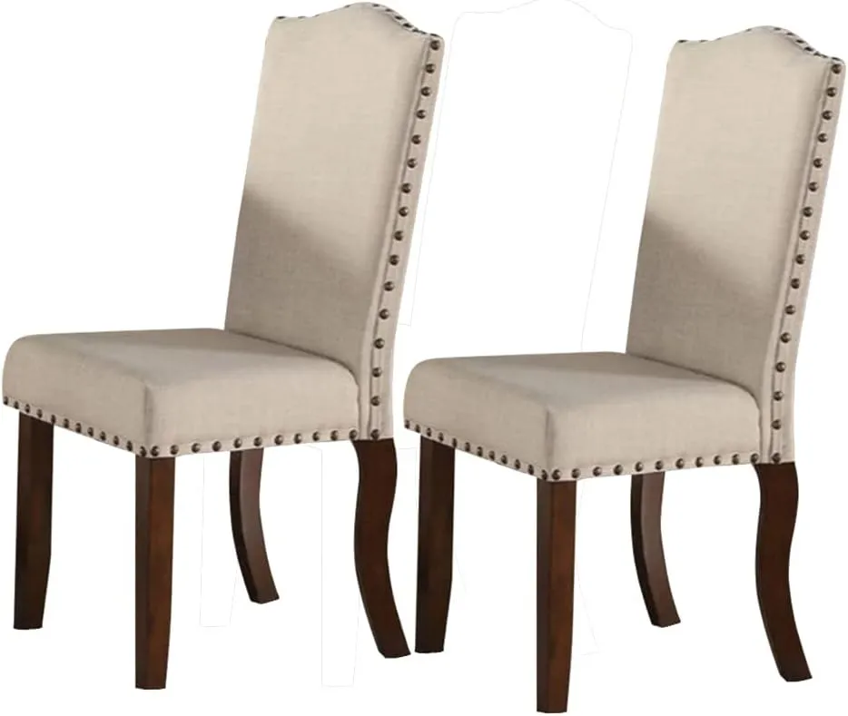 Benjara , Brown and Cream Rubber Wood Dining Chair