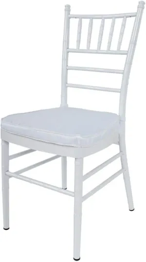 Benjara, White Benzara Aluminum Chair with Slatted Backrest and Tapered Legs