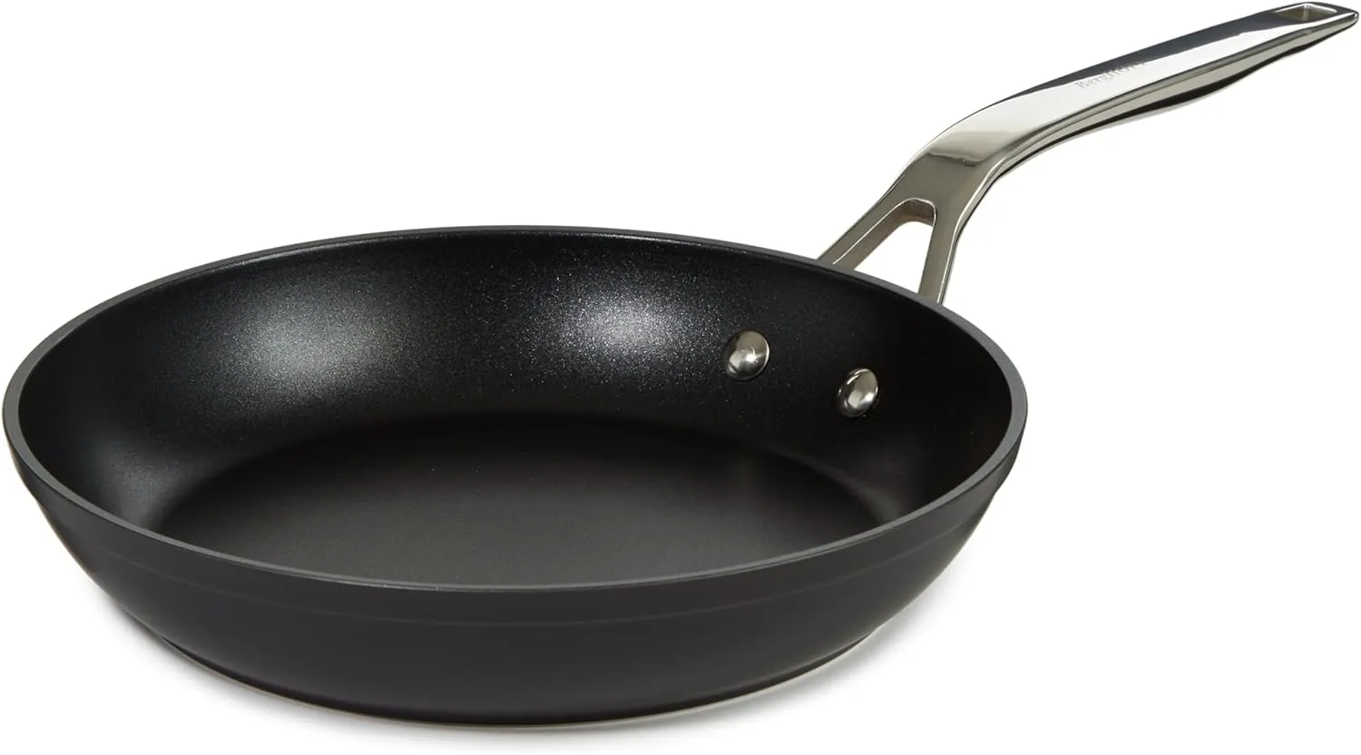 Berghoff Essentials Non-stick Hard Anodized Fry Pan 10", FernoGreen Non-toxic Nonstick Coating, Stainless Steel Handle, Induction Pan, Black