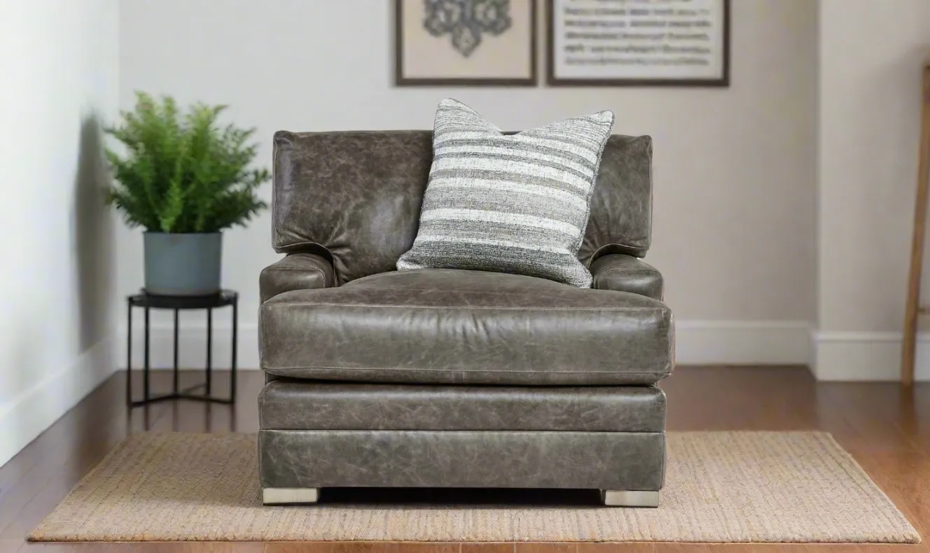 Bernhardt Burnham Leather Chair in Distressed Brown