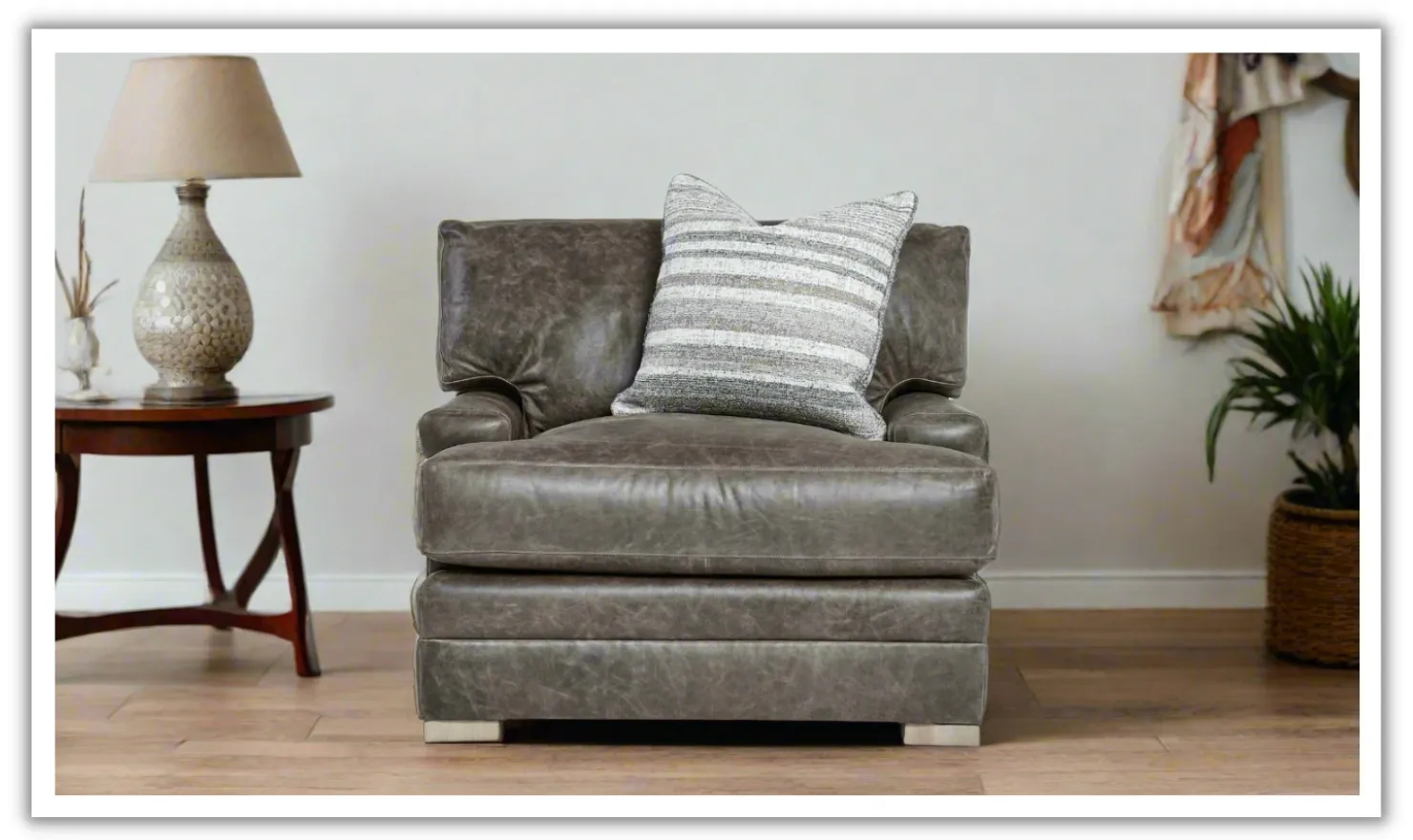 Bernhardt Burnham Leather Chair in Distressed Brown