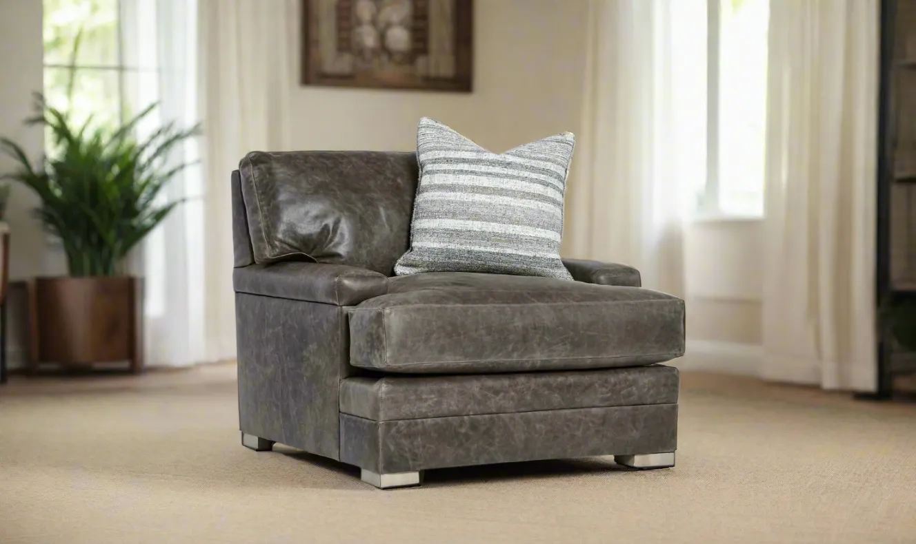 Bernhardt Burnham Leather Chair in Distressed Brown