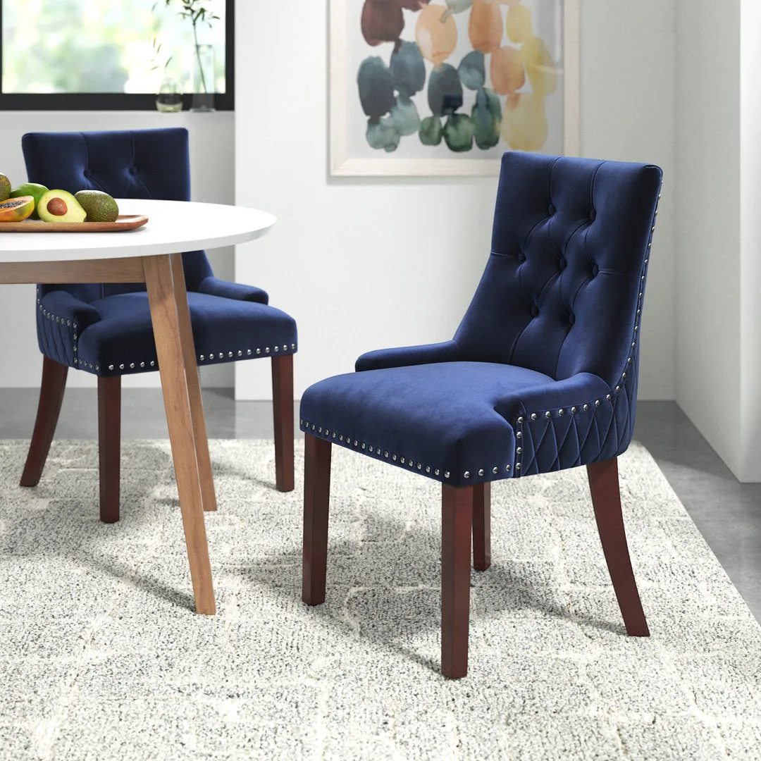 Bernyce Tufted Velvet Upholstered Dining Chair (Set of 2) Willa Arlo™ Interiors Upholstery Color: Ink Navy