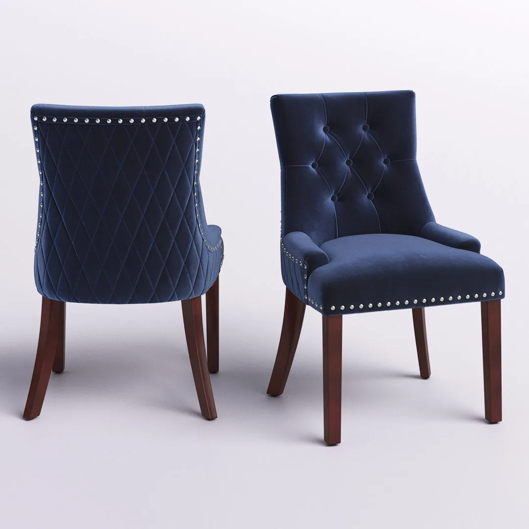 Bernyce Tufted Velvet Upholstered Dining Chair (Set of 2) Willa Arlo™ Interiors Upholstery Color: Ink Navy