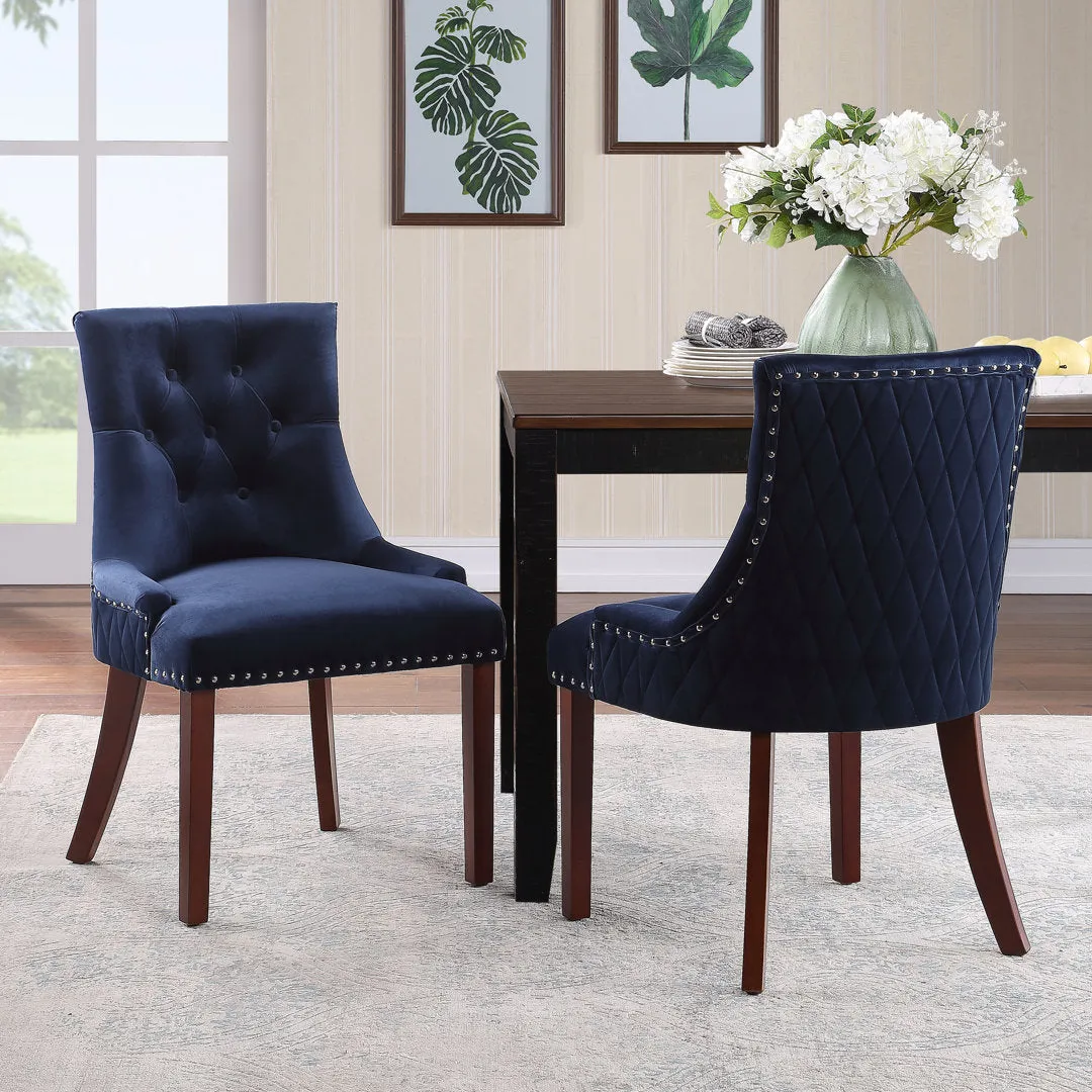 Bernyce Tufted Velvet Upholstered Dining Chair (Set of 2) Willa Arlo™ Interiors Upholstery Color: Ink Navy