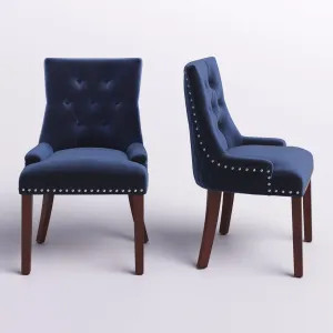 Bernyce Tufted Velvet Upholstered Dining Chair (Set of 2) Willa Arlo™ Interiors Upholstery Color: Ink Navy