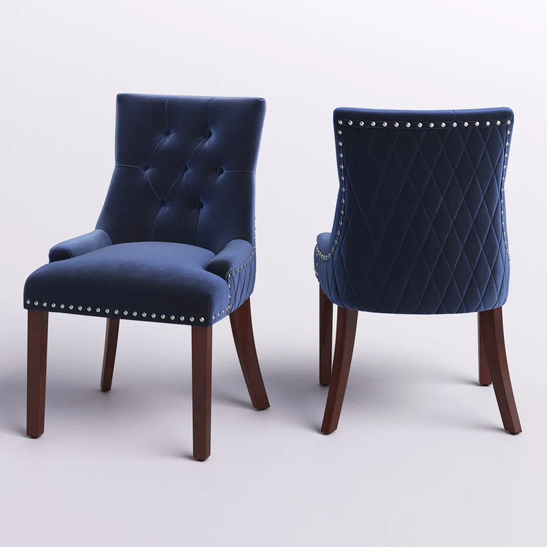 Bernyce Tufted Velvet Upholstered Dining Chair (Set of 2) Willa Arlo™ Interiors Upholstery Color: Ink Navy