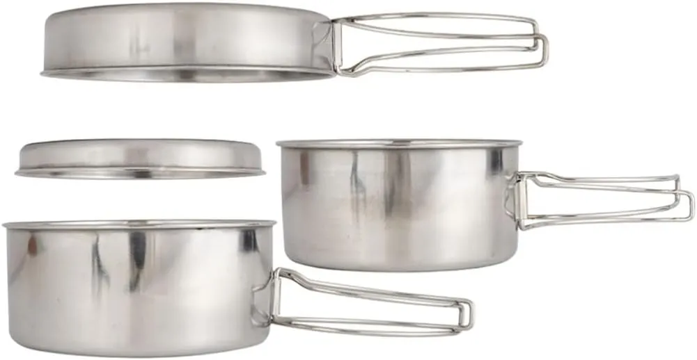 BESPORTBLE 4-Piece Camping Pot Set Portable Cooking Pan Outdoor Cooking Pan for Hiking BBQ Outdoor Activities