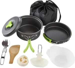BESPORTBLE Portable Camping Cooking Utensils 1 Set Outdoor Picnic Cookware Titanium Hiking Cookware Easy Storage -in-one Cooking Gear