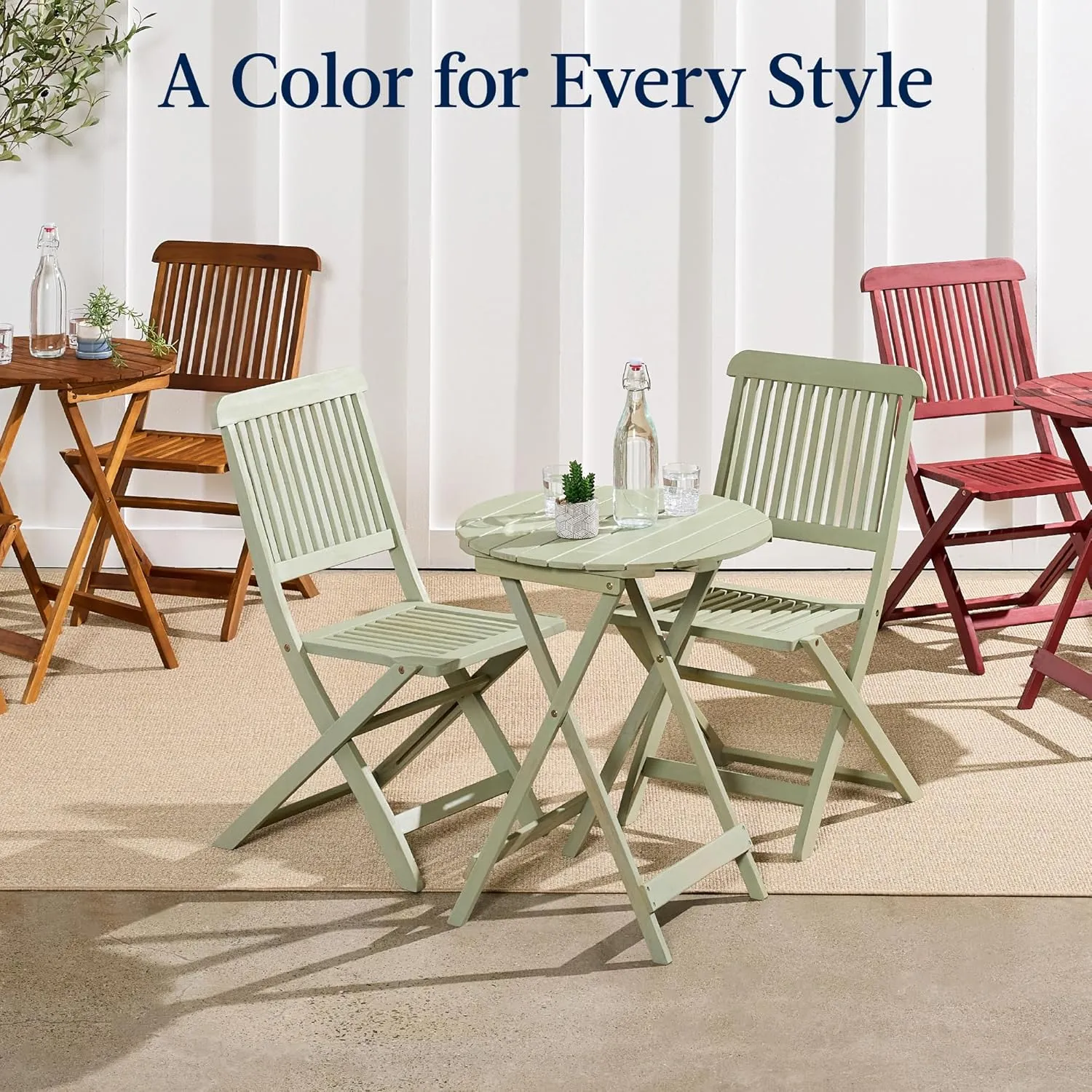 Best Choice Products 3-Piece Acacia Wood Bistro Set, Folding Patio Furniture for Backyard, Balcony, Deck w/ 2 Chairs, Round Coffee Table, Teak Finish - Natural