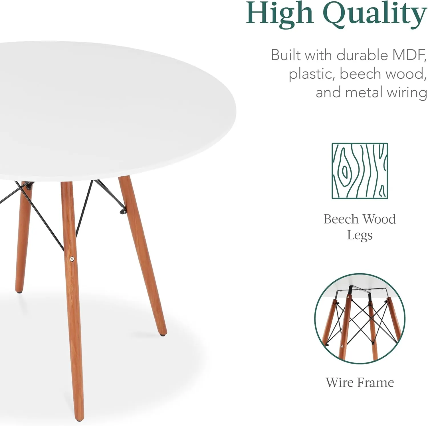 Best Choice Products 5-Piece Dining Set, Compact Mid-Century Modern Table & Chair Set for Home, Apartment w/ 4 Chairs, Plastic Seats, Wooden Legs, Metal Frame - White/Walnut