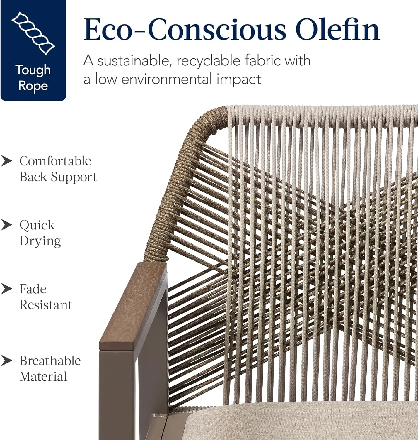 Best Choice Products Outdoor Dining Arm Chair Set of 2, Aluminum Frame with Armrest, All-Weather Woven Rope Chair Design -Taupe/Sandstorm
