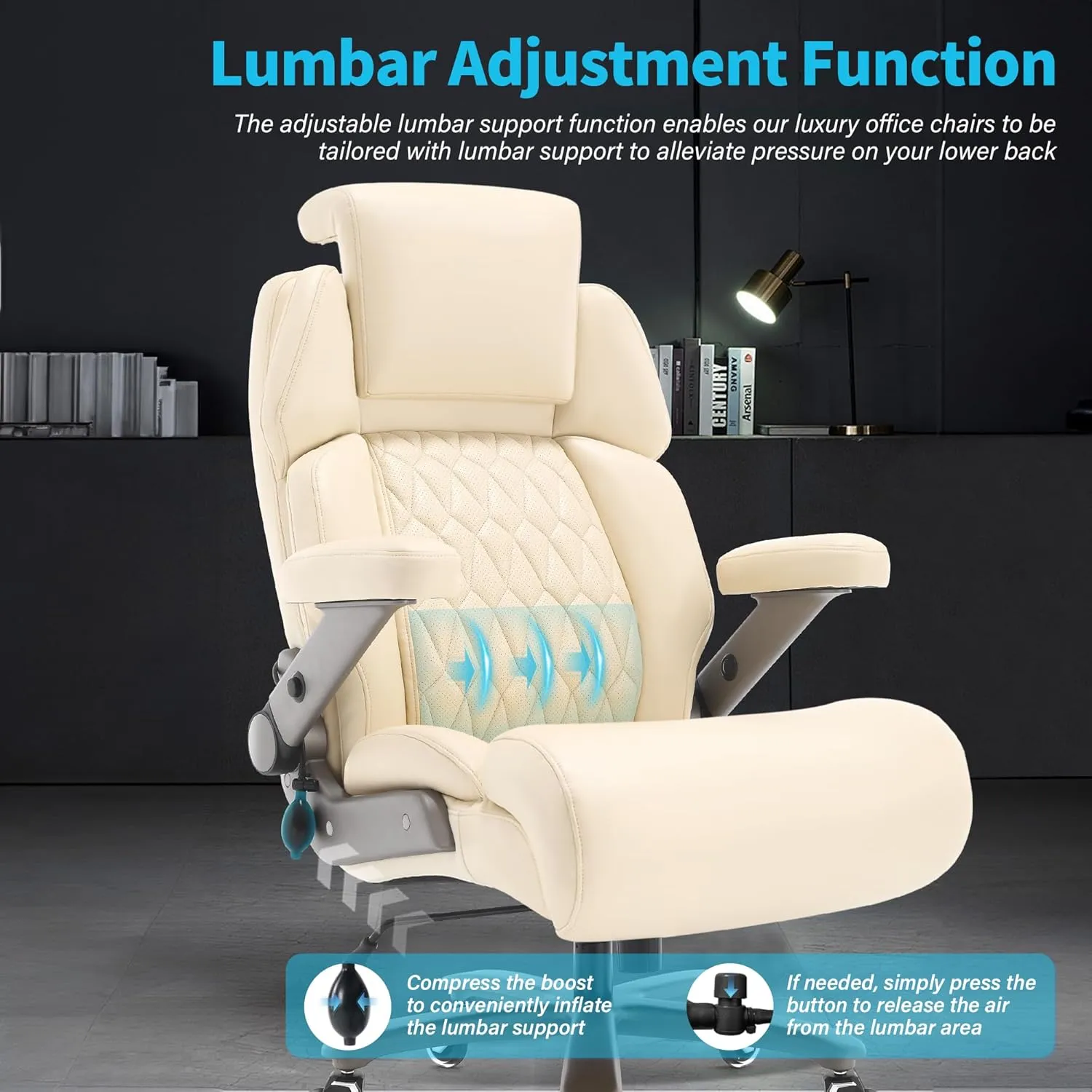 Big and Tall Office Chair 500lbs - Adjustable Headrest&Lumbar Support, 3D Flip Arms, Large Wheels &Heavy Duty Metal Base, Ergonomic High Back Computer Chair Desk Chair, Thick Padded Extra Wide Seat
