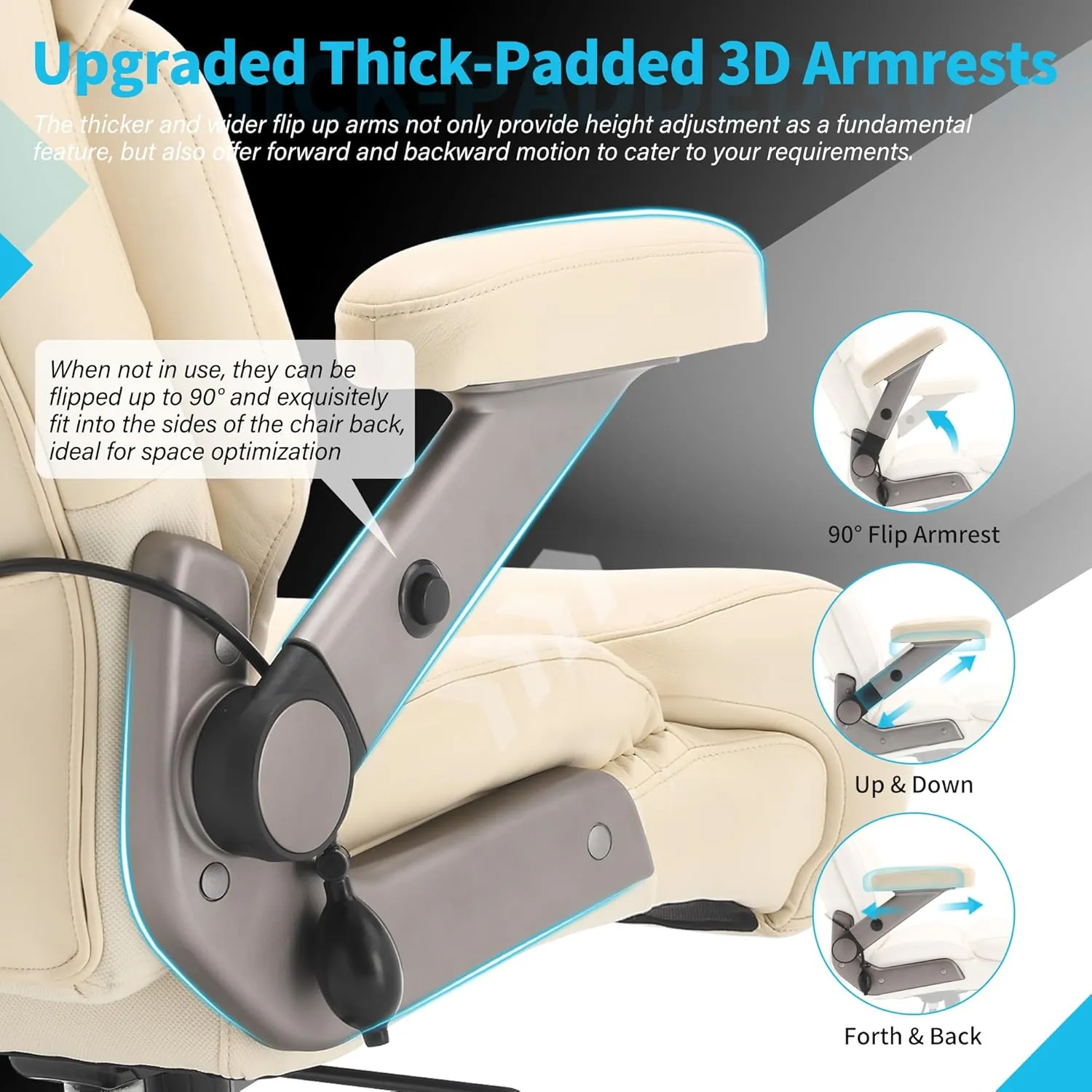 Big and Tall Office Chair 500lbs - Adjustable Headrest&Lumbar Support, 3D Flip Arms, Large Wheels &Heavy Duty Metal Base, Ergonomic High Back Computer Chair Desk Chair, Thick Padded Extra Wide Seat