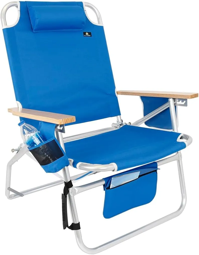 Big Jumbo 500 lbs XL Wide Heavy Duty Beach Chair for Big & Tall Adults, Aluminum Tubing - 4 Reclining Positions