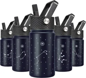 BJPKPK Water Bottle with Straw Lid, 15 oz Insulated Water Bottle, Stainless Steel Metal Water Bottles, Reusable Leak Proof BPA Free Thermos, Flask, Cups, Constellation-Aries