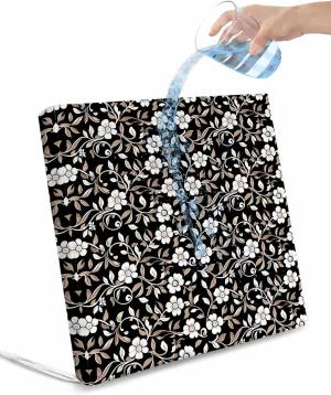 Black White Floral Outdoor Cushion Chair Cover Set of 2 - Waterproof Couch Seat Covers, Farmhouse Vintage Botanical Leaves Patio Furniture Protector Cushions Slipcovers for Sofa/RV, 24"x24"x4"