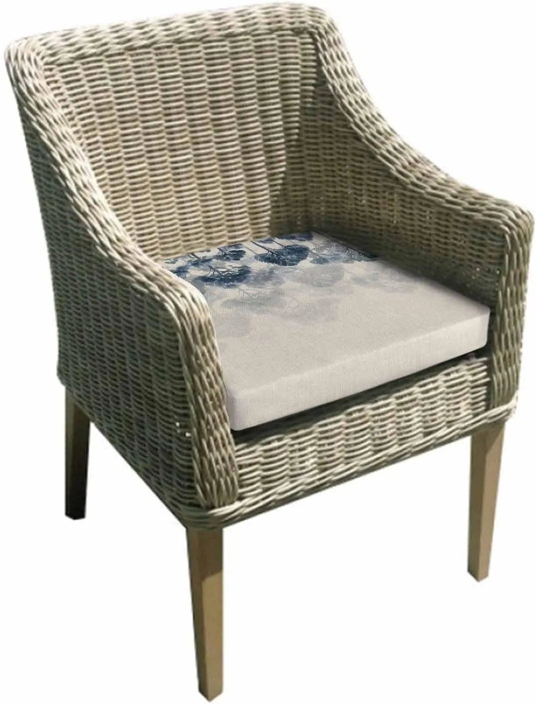 Blue Forest Outdoor Cushion Chair Cover Set of 4 - Waterproof Couch Seat Covers, Farmhouse Botanical Tree Scenery Beige Patio Furniture Protector Cushions Slipcovers for Sofa/RV, 22"x22"x4"
