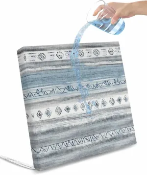 Blue Grey Brush Outdoor Cushion Chair Cover Set of 4 - Waterproof Couch Seat Covers, Modern Abstract Vintage Texture Patio Furniture Protector Cushions Slipcovers for Sofa/RV, 20"x18"x4"