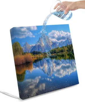 Blue Mountain Outdoor Cushion Chair Cover Set of 4 - Waterproof Couch Seat Covers, Modern Art Green Forest Lake Patio Furniture Protector Cushions Slipcovers for Sofa/RV, 22"x22"x4"