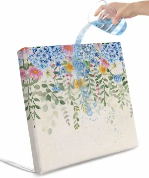 Blue Spring Floral Outdoor Cushion Chair Cover Set of 2 - Waterproof Couch Seat Covers, Green Summer Botanical Watercolor Rustic Patio Furniture Protector Cushions Slipcovers for Sofa/RV, 22"x22"x4"