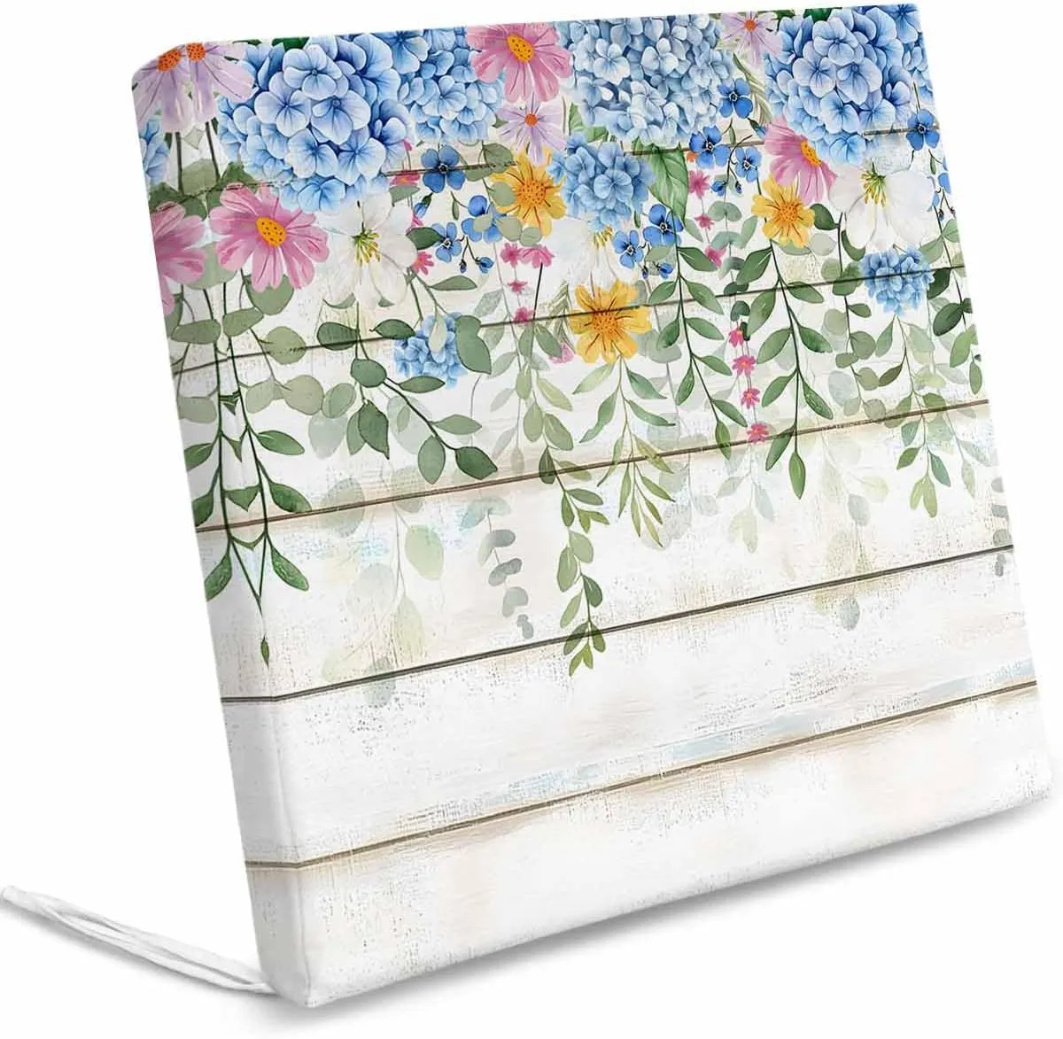 Blue Spring Floral Outdoor Cushion Chair Cover Set of 2 - Waterproof Couch Seat Covers, Summer Botanical Pastoral Wooden Patio Furniture Protector Cushions Slipcovers for Sofa/RV, 22"x20"x4"