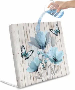 Blue Tulip Outdoor Cushion Chair Cover Set of 2 - Waterproof Couch Seat Covers, Country Spring Butterfly Floral Wooden Grain Patio Furniture Protector Cushions Slipcovers for Sofa/RV, 24"x24"x4"