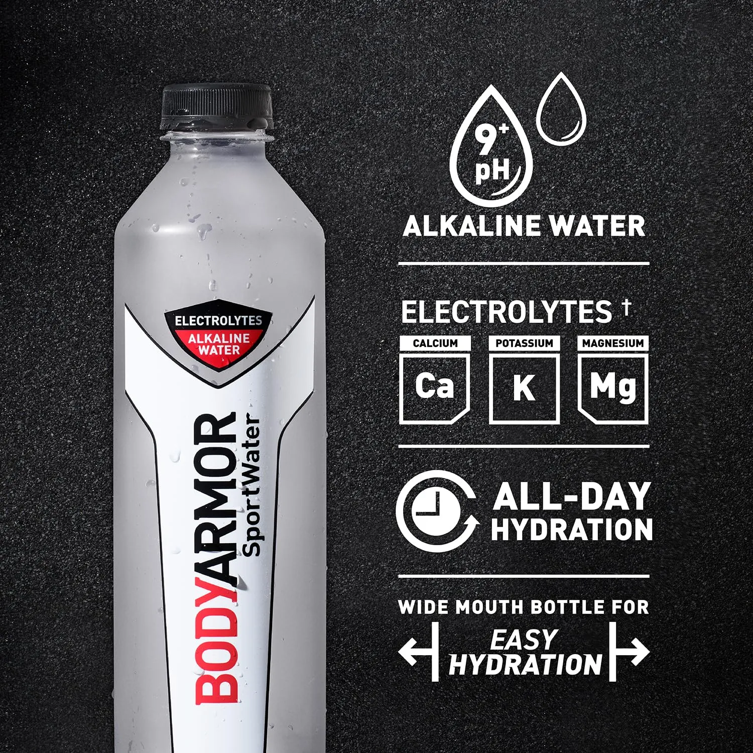 BODYARMOR SportWater Alkaline Water, Superior Hydration, High Alkaline Water pH 9 , Electrolytes, Perfect for your Active Lifestyle, 1 Liter (Pack of 12)