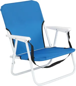 Bonnlo Portable Beach Folding Chair, Backpack Carry&Low-Center Gravity, Heavy-Duty Iron Frame (220lbs/100kg Capacity) & Sand-Resistant Oxford Fabric for Outdoor Patio Lawn Camping (Blue)
