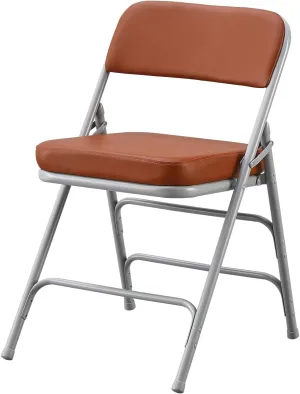 BOOSDEN Padded Folding Chair, Foldable Chair with PU Thick Cushion, Heavy Duty Metal Folding Chair for Outdoor & Indoor & Dining & Party, Brown