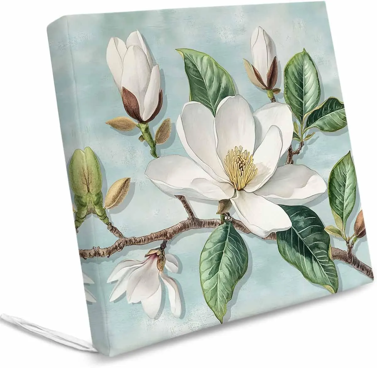 Botanical Floral Outdoor Cushion Chair Cover Set of 2 - Waterproof Couch Seat Covers, Pastoral Magnolia Flowers Leaves Plant Patio Furniture Protector Cushions Slipcovers for Sofa/RV, 22"x22"x4"