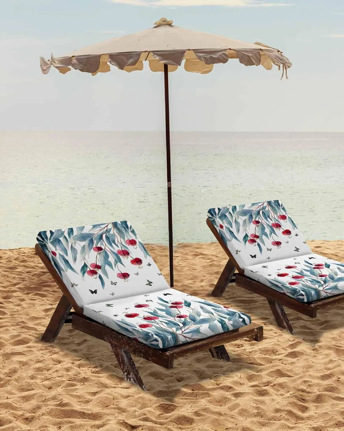 Botanical Leaves Outdoor Cushion Chair Cover Set of 4 - Waterproof Couch Seat Covers, Spring Floral Butterfly Pastoral Patio Furniture Protector Cushions Slipcovers for Sofa/RV, 22"x22"x4"