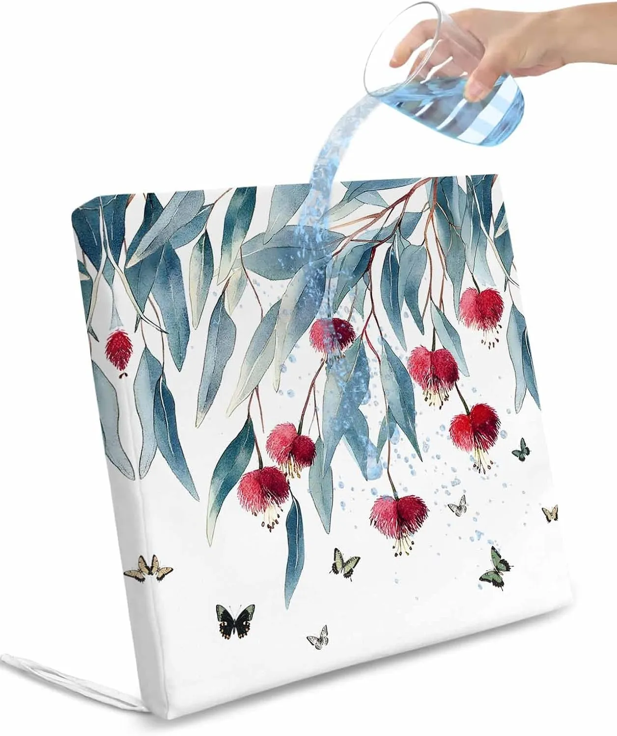 Botanical Leaves Outdoor Cushion Chair Cover Set of 4 - Waterproof Couch Seat Covers, Spring Floral Butterfly Pastoral Patio Furniture Protector Cushions Slipcovers for Sofa/RV, 22"x22"x4"