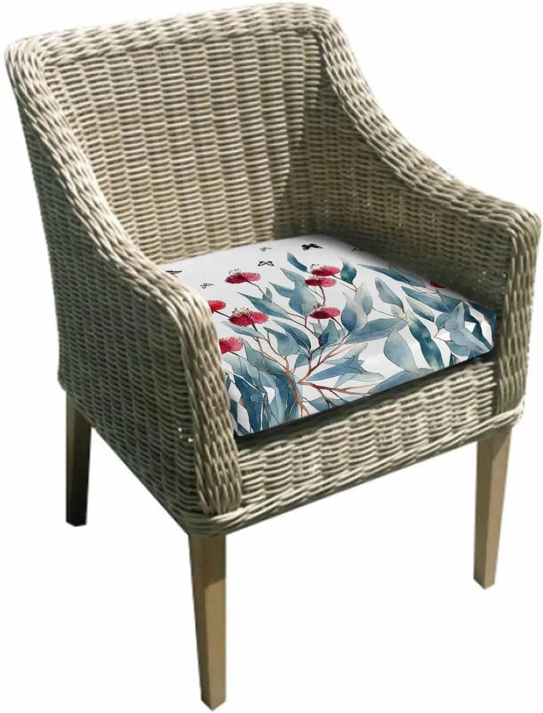 Botanical Leaves Outdoor Cushion Chair Cover Set of 4 - Waterproof Couch Seat Covers, Spring Floral Butterfly Pastoral Patio Furniture Protector Cushions Slipcovers for Sofa/RV, 22"x22"x4"