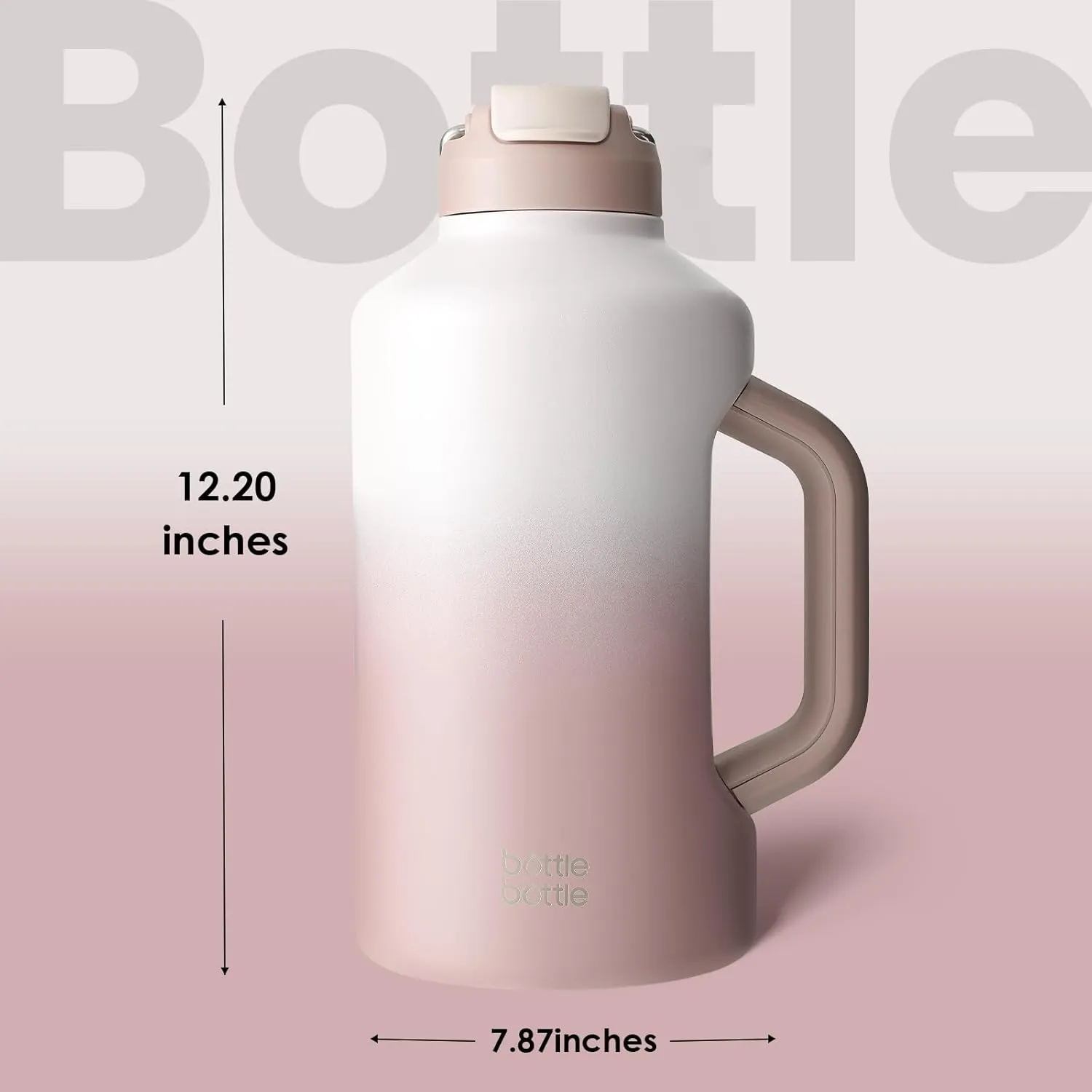 BOTTLE BOTTLE Insulated Water Bottle 64 oz with Straw and Dual-use Lid Stainless Steel Water Bottle with Handle Vacuum Stainless Steel Jug for Workout and Sports pink gradient