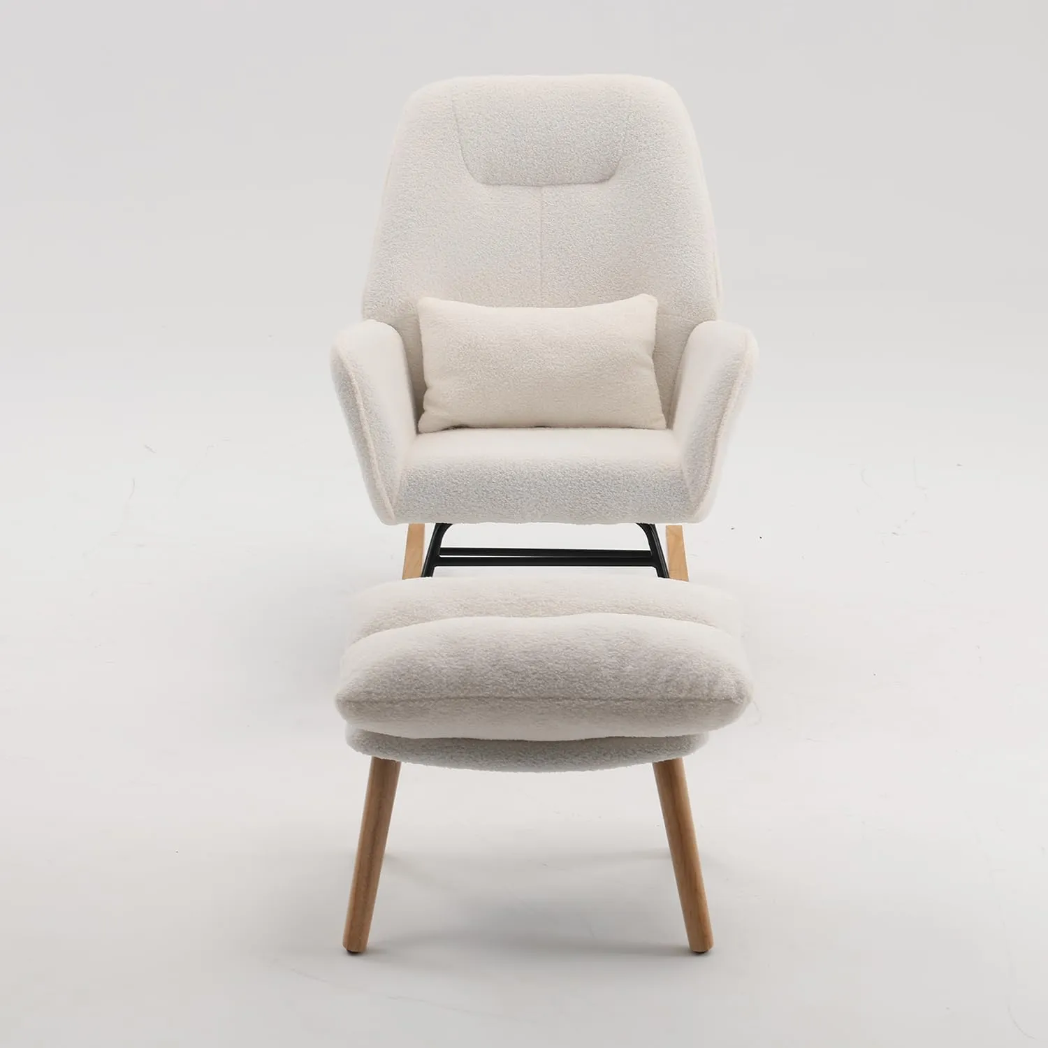 Boucle Accent Chair, Teddy Fabric Home Office Desk Chair No Wheels, Sherpa Furry Modern Dinging Chair, Living Room Bedroom Arm Chair, Girls Vanity Chair, Golden Finished, Ivory