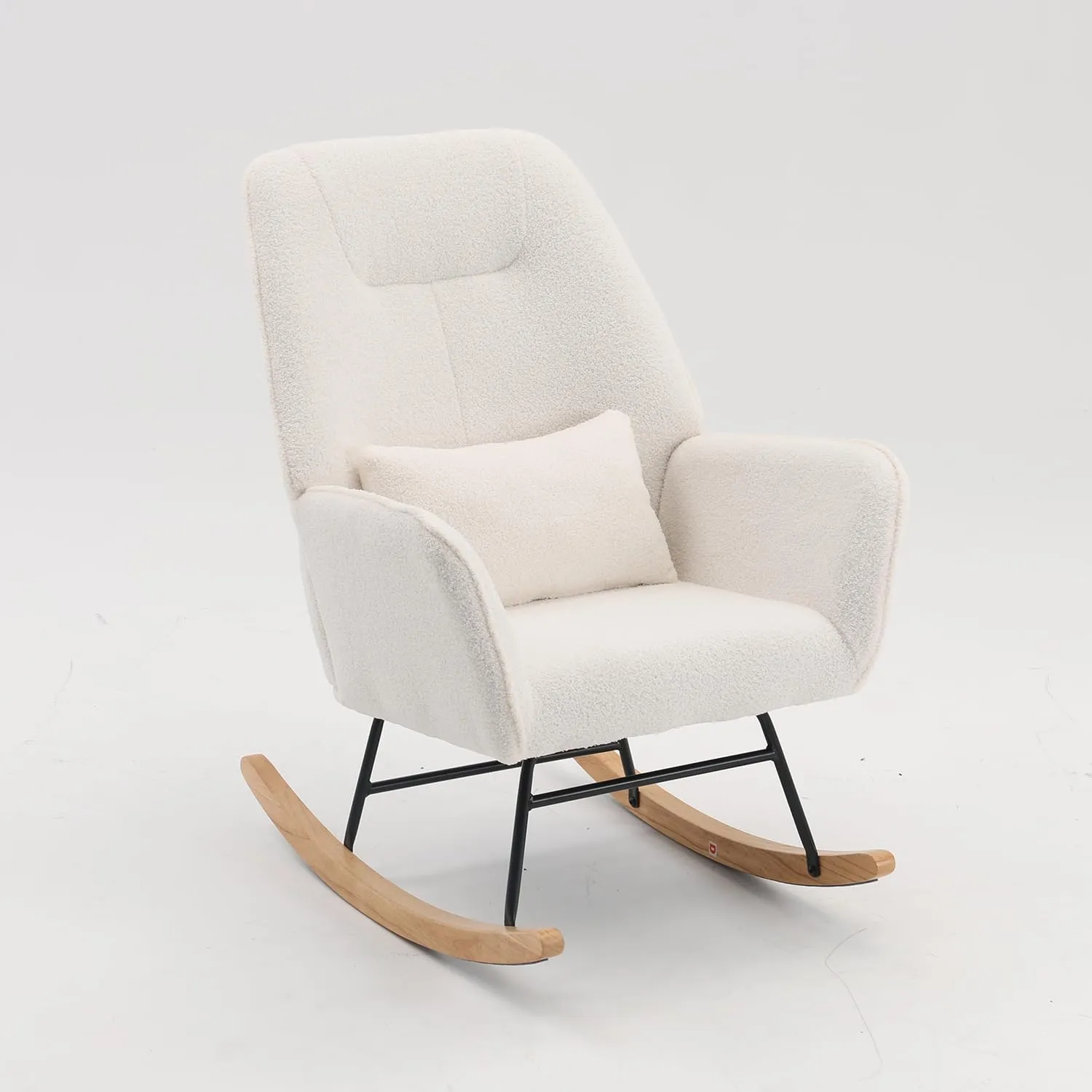 Boucle Accent Chair, Teddy Fabric Home Office Desk Chair No Wheels, Sherpa Furry Modern Dinging Chair, Living Room Bedroom Arm Chair, Girls Vanity Chair, Golden Finished, Ivory