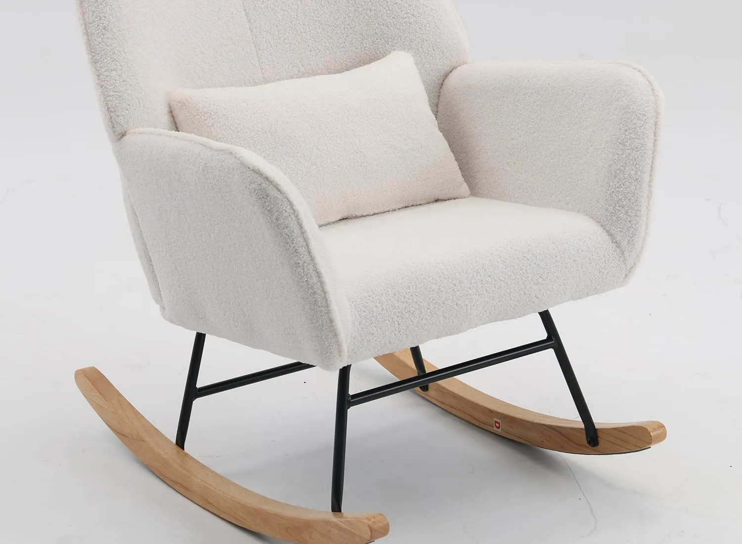 Boucle Accent Chair, Teddy Fabric Home Office Desk Chair No Wheels, Sherpa Furry Modern Dinging Chair, Living Room Bedroom Arm Chair, Girls Vanity Chair, Golden Finished, Ivory