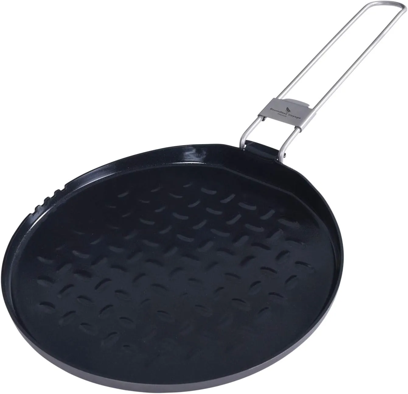 Boundless Voyage Titanium Non-stick Pan with Folding Handle Frying Pan Pizza Pan Outdoor Camping Picnic Hiking BBQ Cookware A-Ti2064C