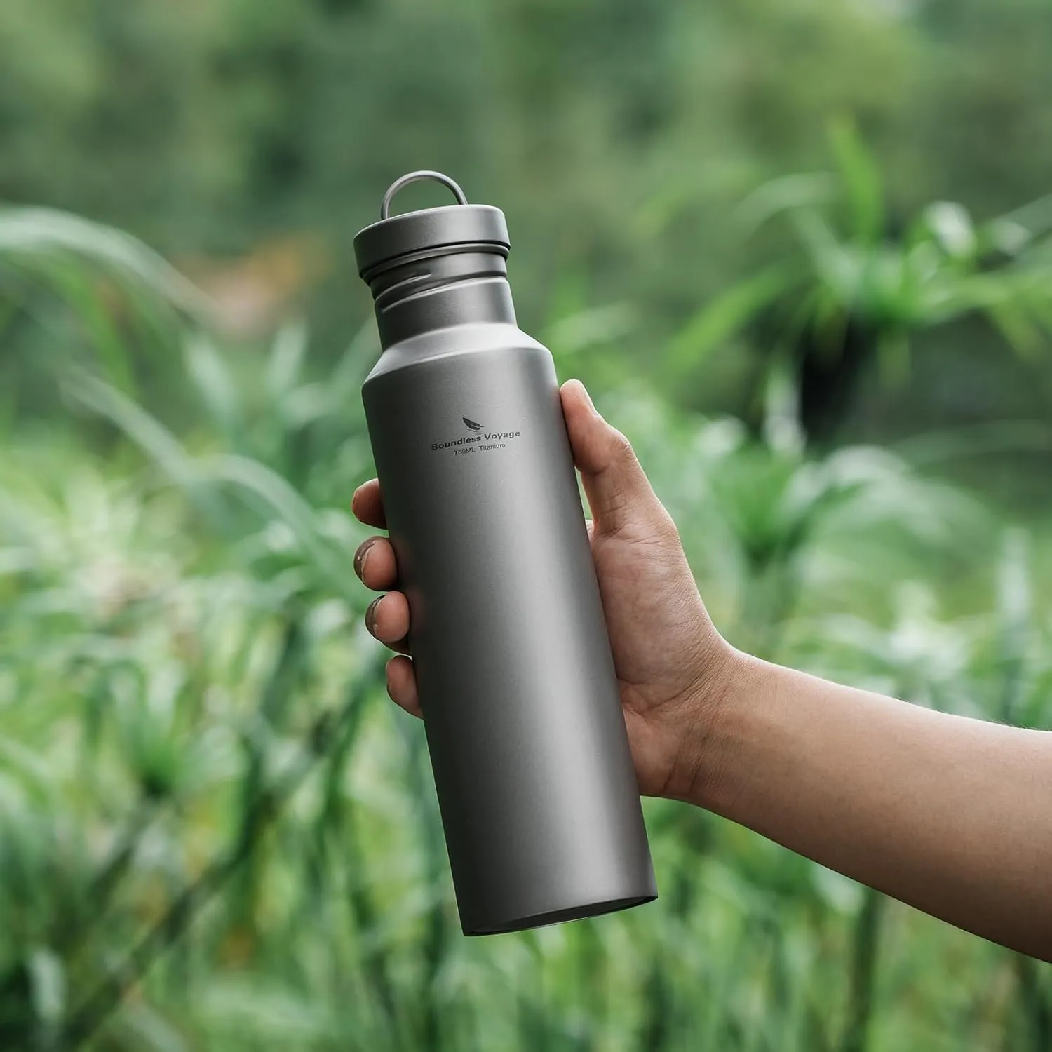 Boundless Voyage Titanium Water Bottle with Lid Wide Mouth Leak-Proof Reusable Sport Drinking Bottle for Camping Hiking Climbing Running Tea Coffee (750ml)