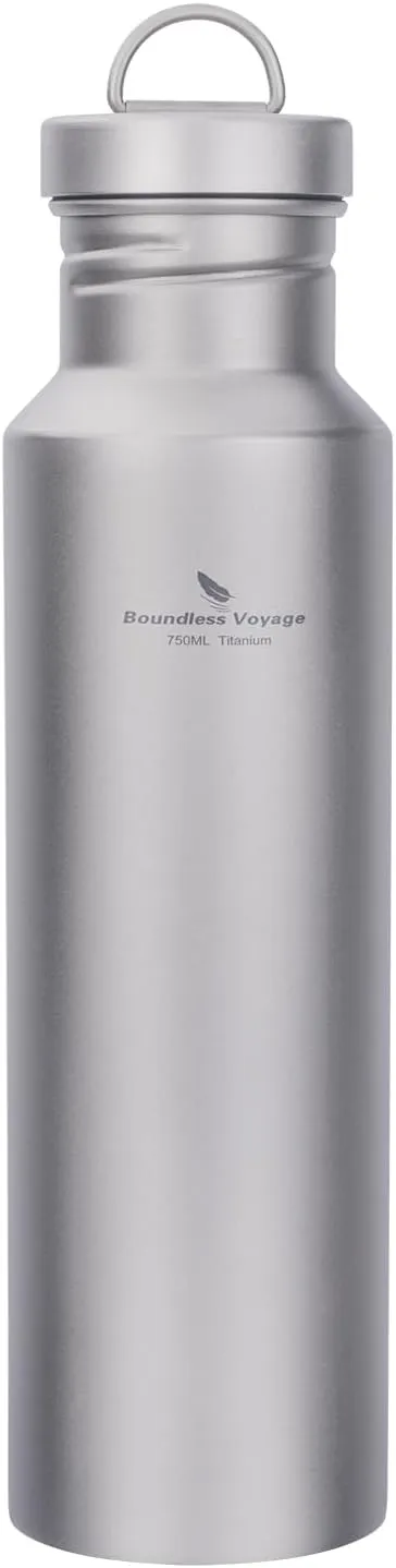 Boundless Voyage Titanium Water Bottle with Lid Wide Mouth Leak-Proof Reusable Sport Drinking Bottle for Camping Hiking Climbing Running Tea Coffee (750ml)