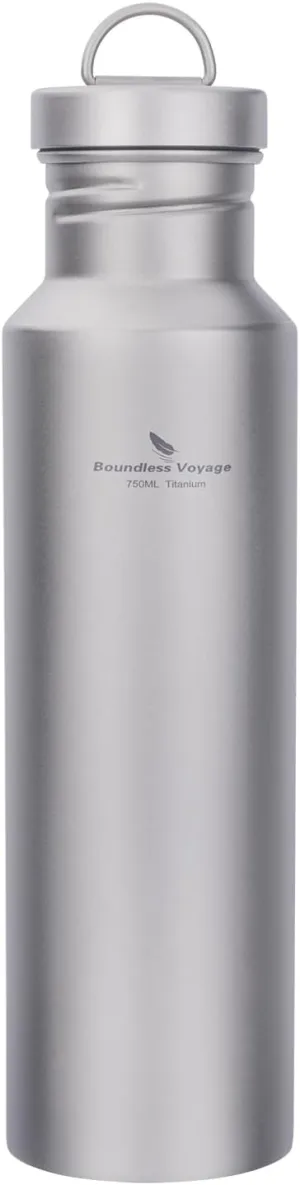 Boundless Voyage Titanium Water Bottle with Lid Wide Mouth Leak-Proof Reusable Sport Drinking Bottle for Camping Hiking Climbing Running Tea Coffee (750ml)