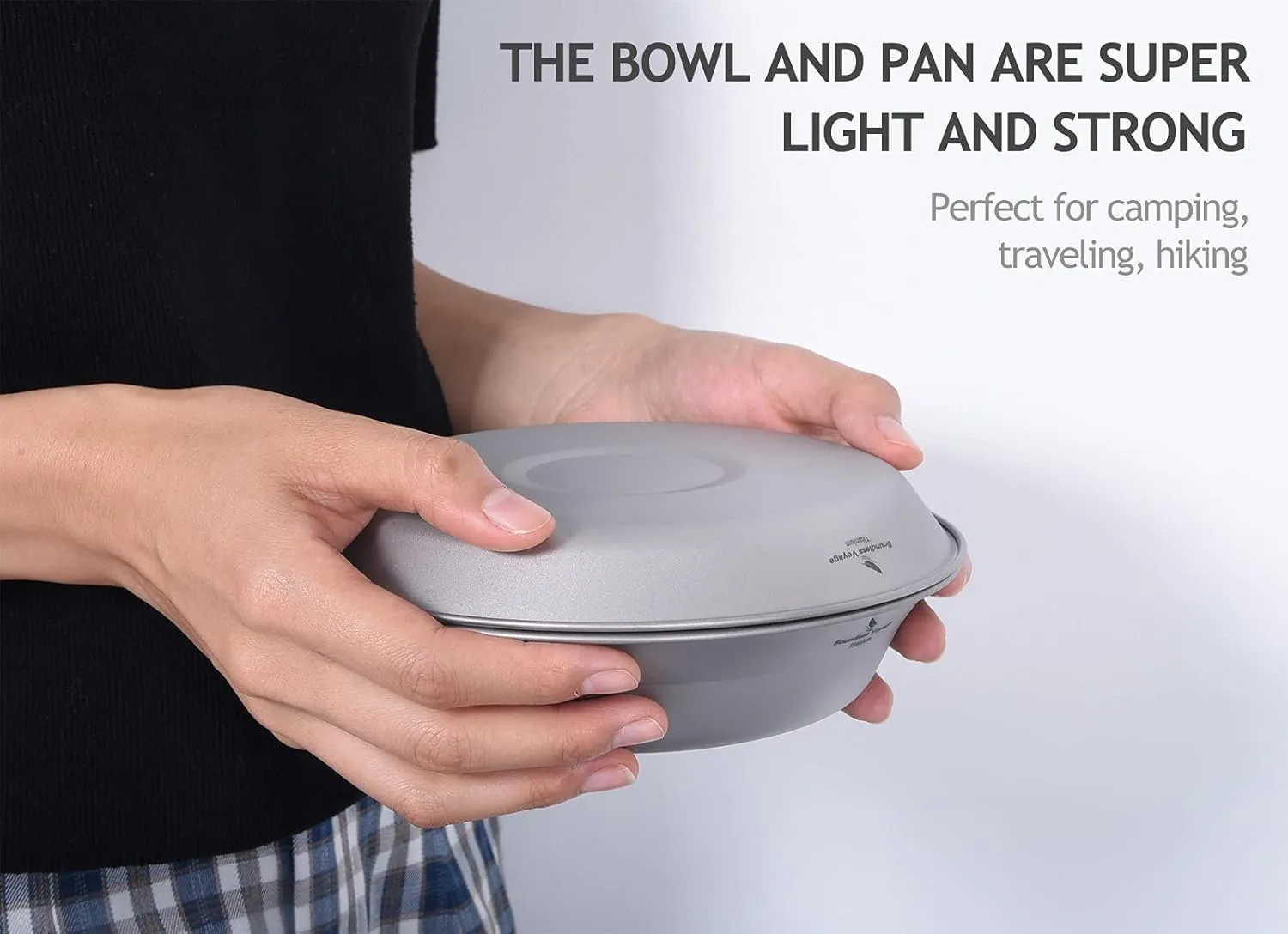 Boundless Voyage Ultralight Titanium Bowl Pan Plate Dish with Carry Bag Outdoor Camping Portable Tableware Cookware (2 Pcs Set (Shallow Bowl Plate))