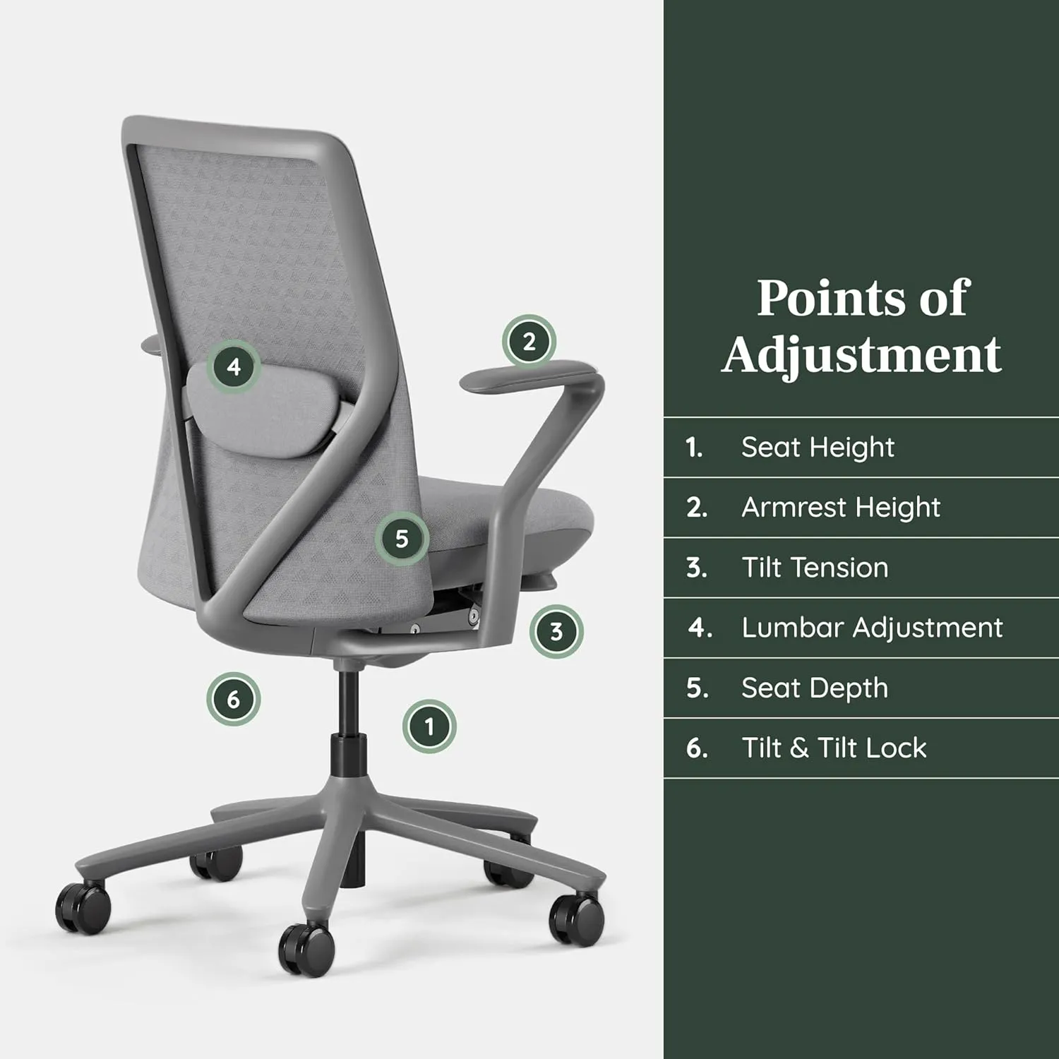Branch Verve Chair - High Performance Executive Office Chair with Contoured Seat Back and Adjustable Lumbar Rest - High Density Foam Cushion with Aluminum Base - Up to 275 lbs - Lunar