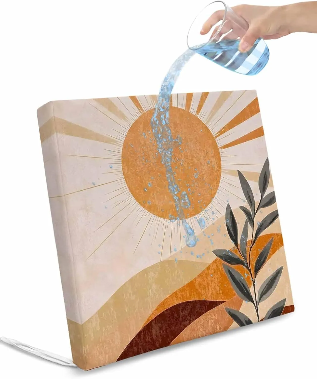 Brown Outdoor Cushion Chair Cover Set of 2 - Waterproof Couch Seat Covers, Modern Abstract Art Summer Botanical Aesthetics Patio Furniture Protector Cushions Slipcovers for Sofa/RV, 24"x24"x4"