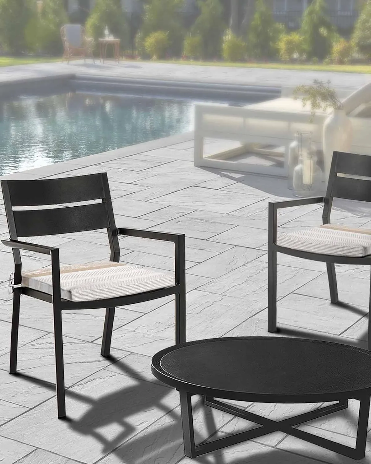 Brown Stripe Outdoor Cushion Chair Cover Set of 2 - Waterproof Couch Seat Covers, Modern Rustic Horizontal Brown Striped Patio Furniture Protector Cushions Slipcovers for Sofa/RV, 24"x24"x4"