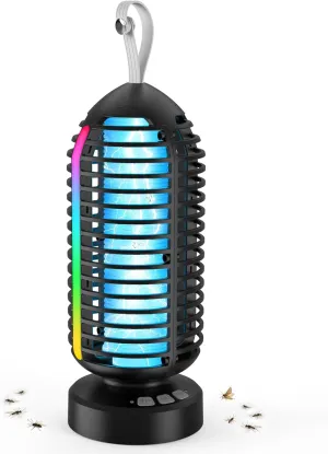 Bug Zapper Outdoor, Mosquito Zapper Indoor Electric Fly Zapper Rechargeable Mosquito Killer with Color Changing LED Lights, Auto On/Off, 4000mAh Fly Trap for Home Backyard, Patio, Camping