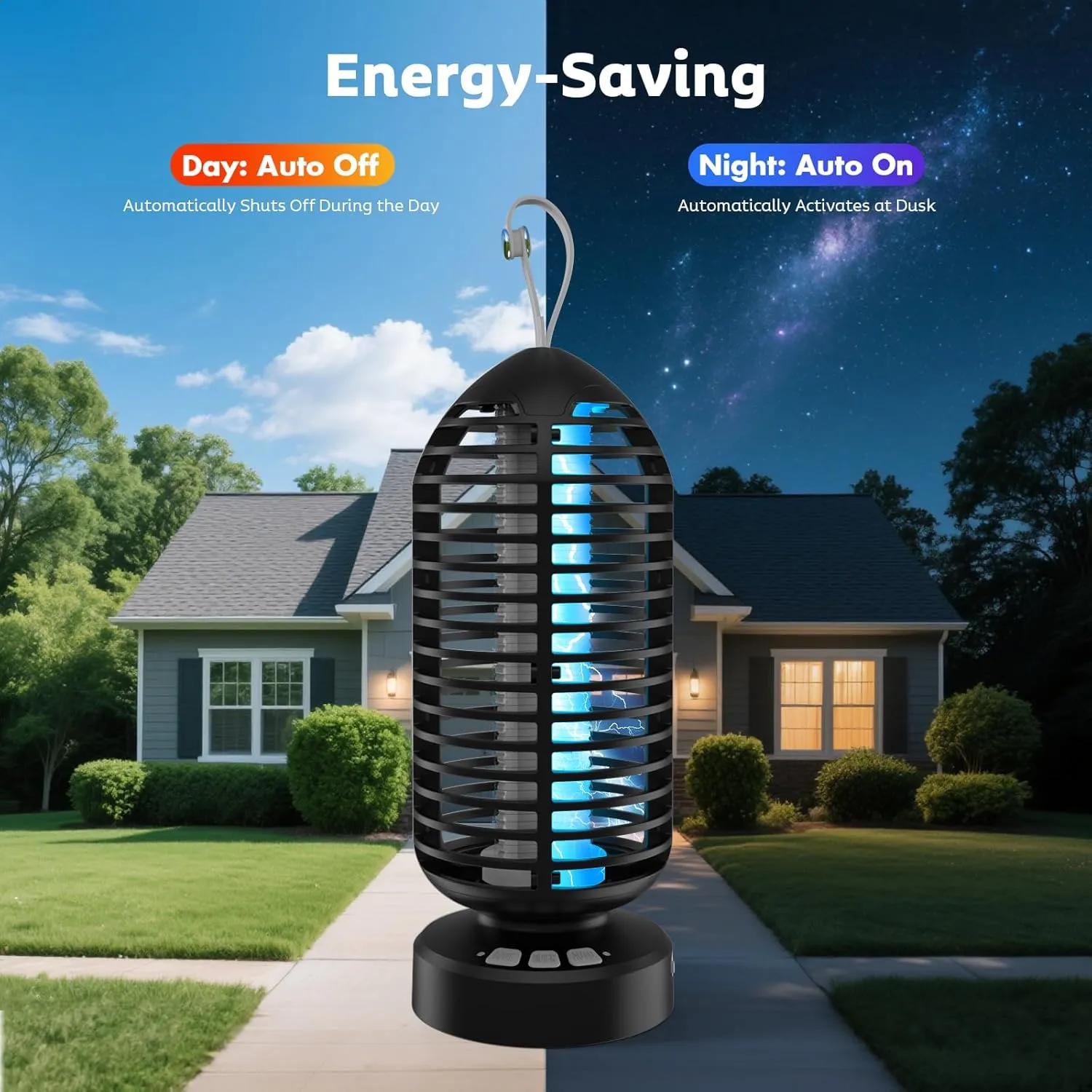 Bug Zapper Outdoor, Mosquito Zapper Indoor Electric Fly Zapper Rechargeable Mosquito Killer with Color Changing LED Lights, Auto On/Off, 4000mAh Fly Trap for Home Backyard, Patio, Camping