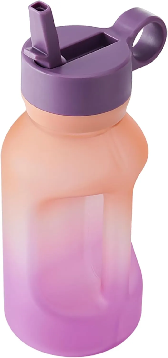 Built 32oz Single-Walled Motivational Bottle with Straw Lid, Purple Sunset, Spill Resistant Travel Cup Keep Drinks Cold for Travel